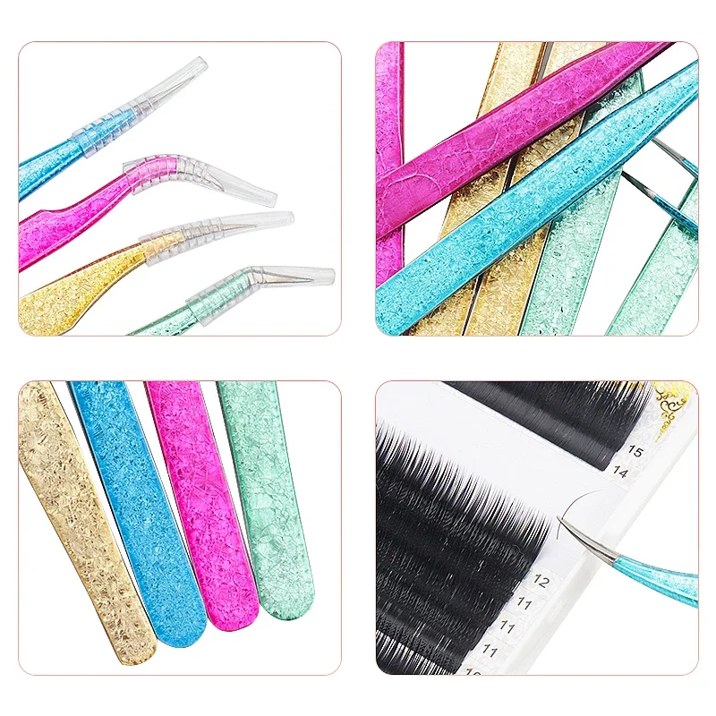 Sdotter Eyelash Tweezer ดอกไม้น้ําแข็ง Anti-Static สแตนเลสแหนบคิ้ว Grafting 3D ศิลปะ Lash EXTENSION อุปกรณ์ Mak