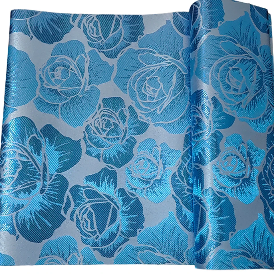 

Unsewn African Head Tie Fabric 2.5 Yards 2-Pcs, DIY Teal Blue Sego Gele and Wrapper for Wedding Party, Multi-Color Stock JX-12-9