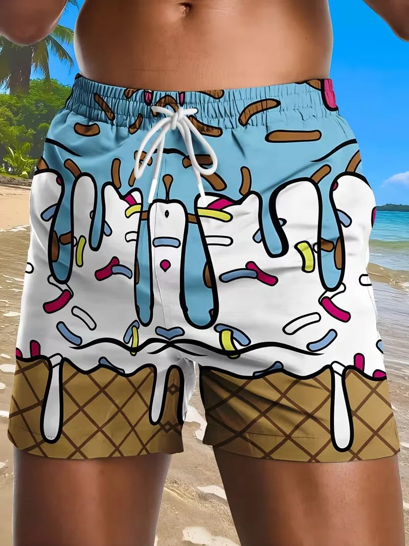 

Adult and Children's 'Melting Summer' Ice Cream Macaron Color 3D Printed Shorts, Full of Personality and Unique Style!