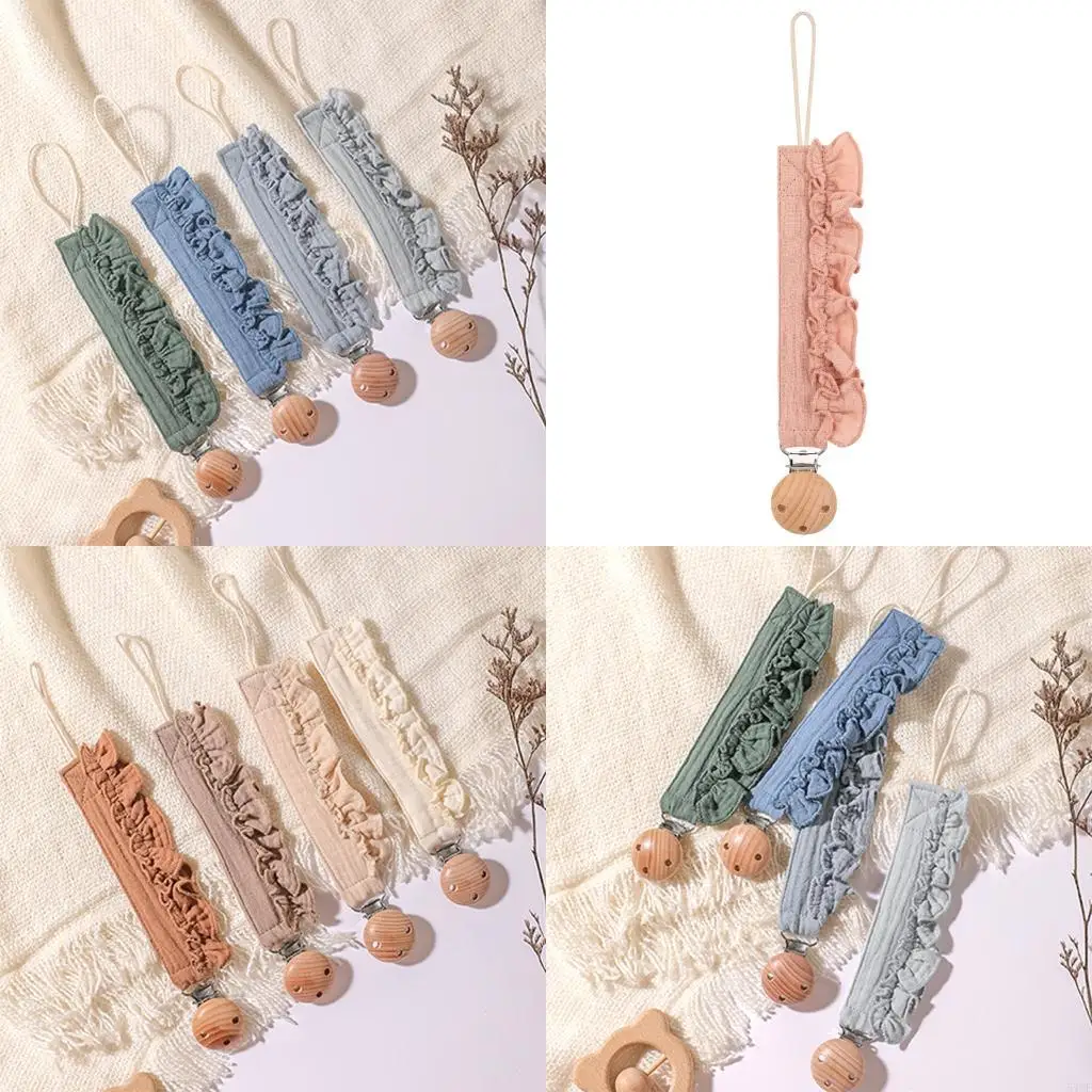 

54DF Baby Cotton Teether Holder Pacifier Chain Clip Attachment Lace Design Multi Functional For Toy Hygiene Care
