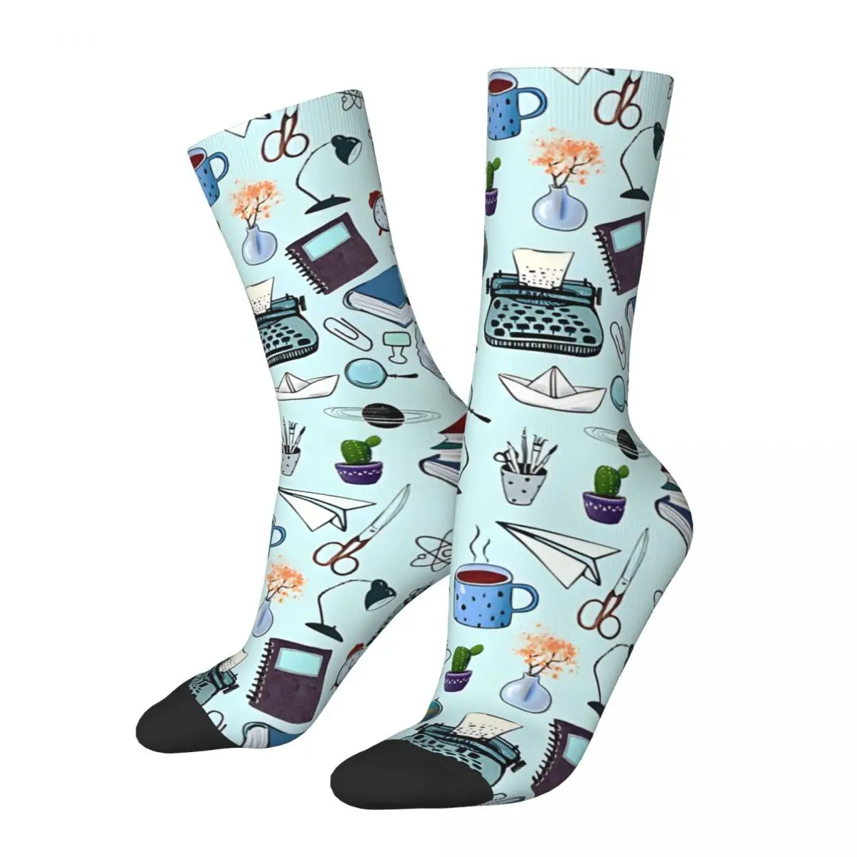 Vintage Pattern About School And Teachers Men's compression Socks Unisex Harajuku Pattern Printed Novelty Crew Sock