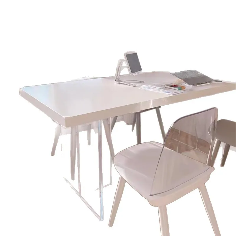 Light luxury style acrylic hanging dining table, solid wood table, home desk, simple designer creative white workbench