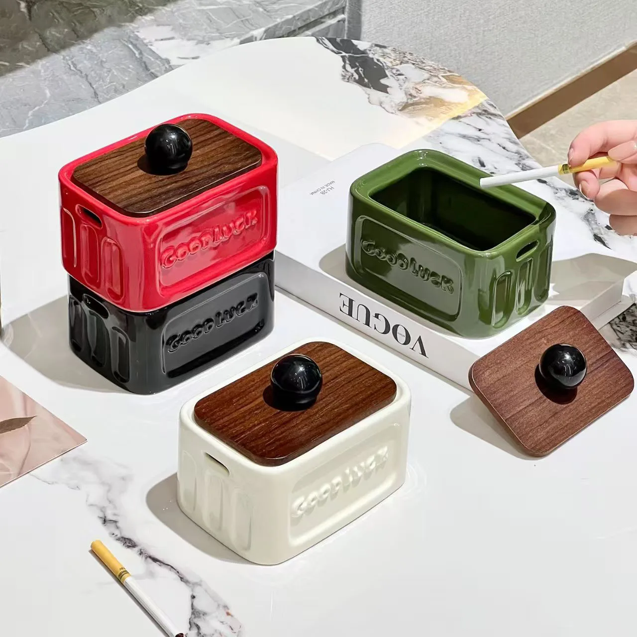 New Ceramic Jewelry Box Household Living Room Exquisite Storage Box High End Light Luxury Earrings Boxes with Lid