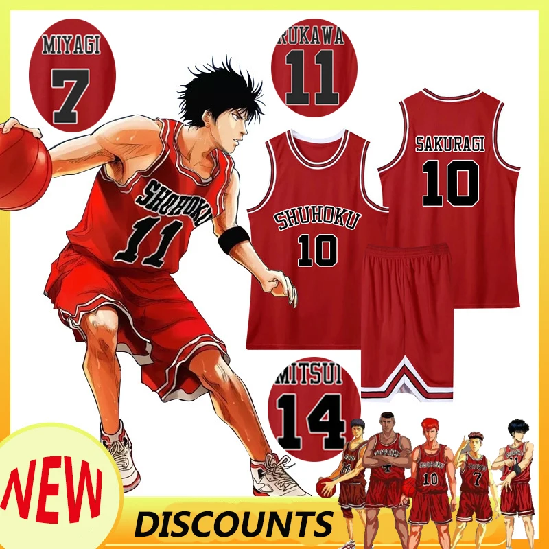 Anime Slam Dunk Cosplay Shohoku Jersey Sakuragi Hanamichi Cosplay Vest Kaede Rukawa Cosplay basket Jersey Slam Dunk Top