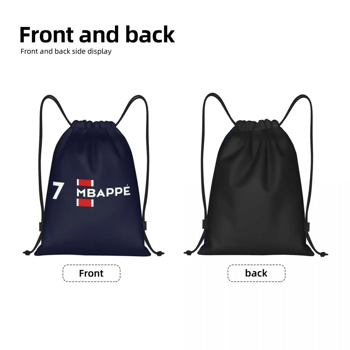 Mbappes 7 Soccer Drawstring Backpack Women Men Sport Gym Sackpack Foldable Training Bag Sack