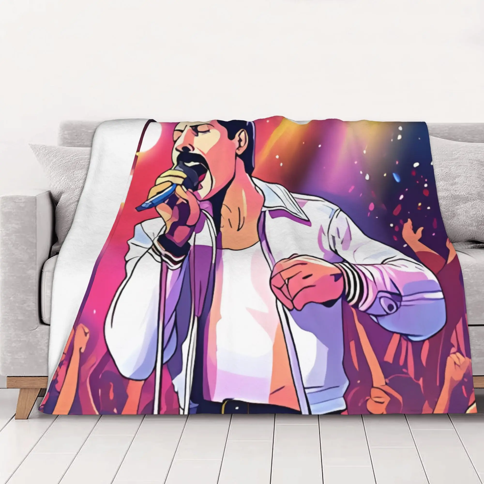 1PC home Cutecore fFreddie Mercury poster fFreddie Mercury Blanket Super Cosy Plush Home Living Room Sofa halloween