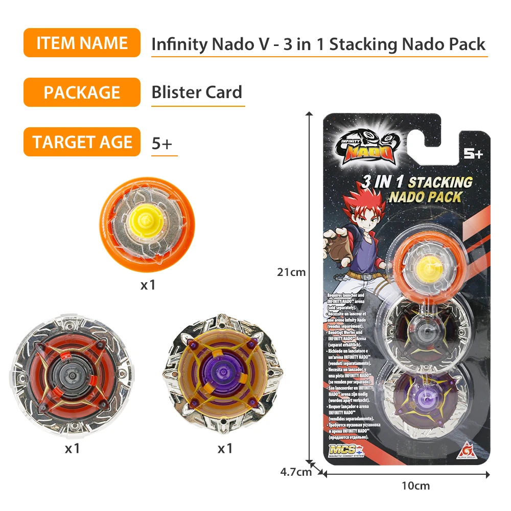 Infinity Nado 5 3-in-1 Stacking Nado Pack Fiery Dragon toupie Gyroscope Spinning Tops БейБлэйд Anime Kids Toys Birthday Gift