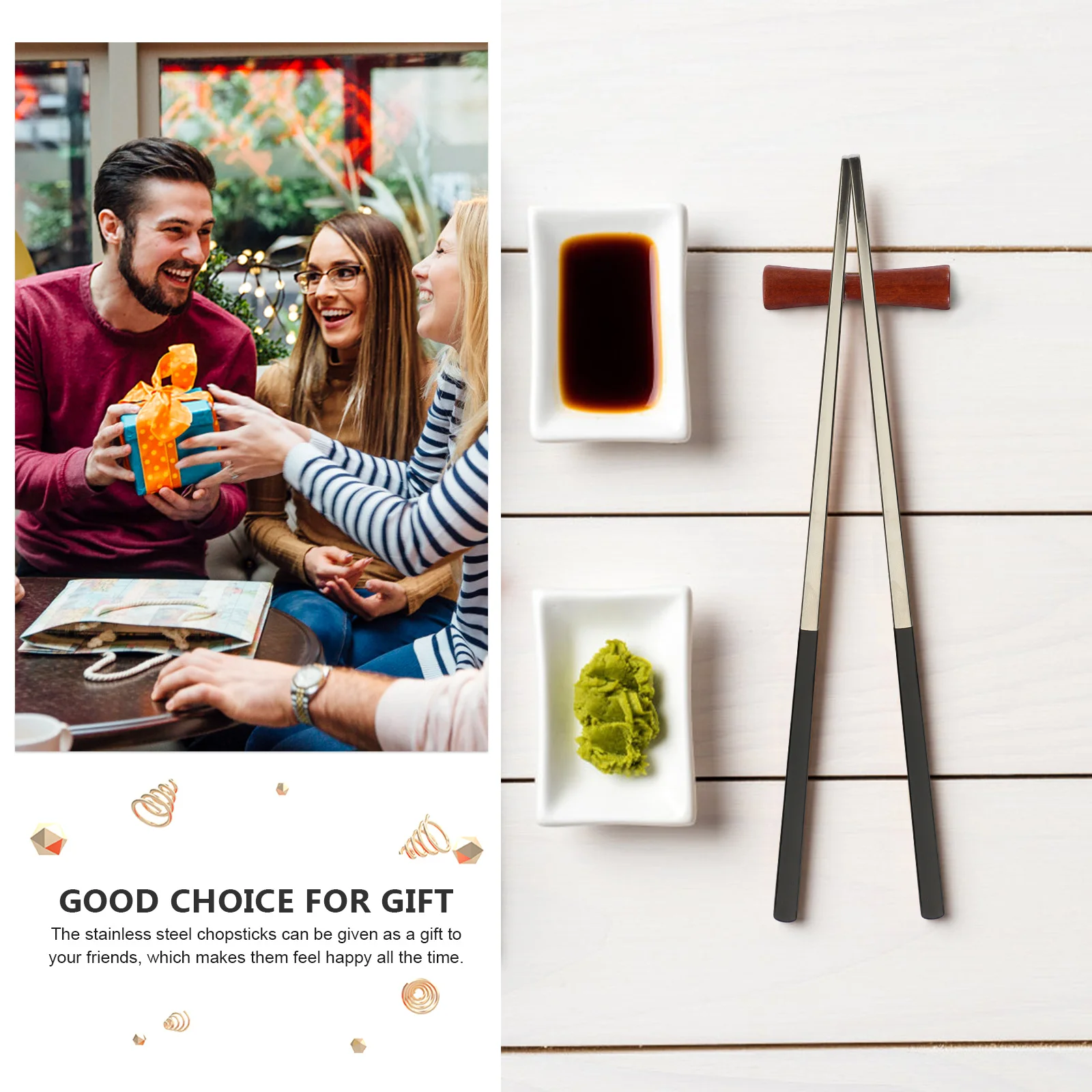 

5Pairs Stainless Steel Chopsticks Anti-Skid Heat-Resistant Smooth Lightweight Easy Clean Reusable for Camping Party Travel