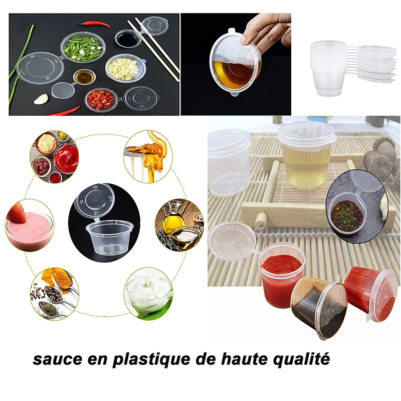 50Pcs/set Plastic Takeaway Sauce Cup Containers Food Box With Hinged Lids 25/50ml Pigment Paint Box Palette Disposable Box