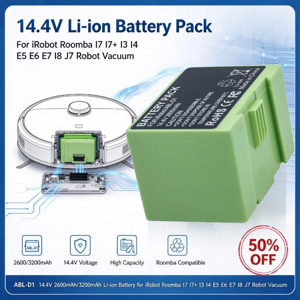 ABL-D1 14.4V 2600mAh/3200mAh Li-ion Replacement Battery for IRobot Roomba I7 I7+ I3 I4 E5 E6 E7 I8 J7 Robot Vacuum Power Tools