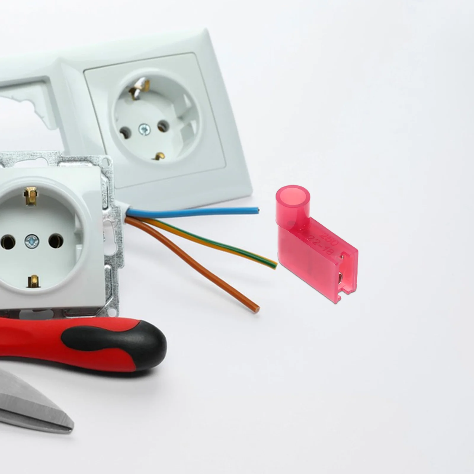 

100Pcs Plastic Flag Spade Crimp Terminals Right Angle Insulated Female Connectors Electrical Quick Disconnect Wire Connectors