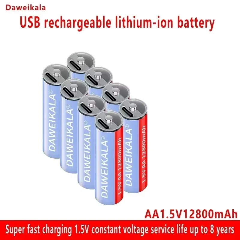 AA USB Rechargeable Li-ion Battery for Toy MP3 Player Thermometer Keyboard, 1.5V AA12800 mah, Li-ion Battery, New Product