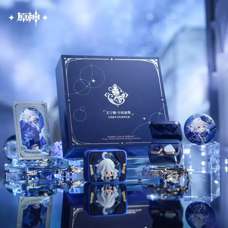 [Genuine] miHoYo Furina Headset Genshin Impact Furina Wireless Bluetooth Earphone Set Gift Box Customized Badge Charger Cosplay