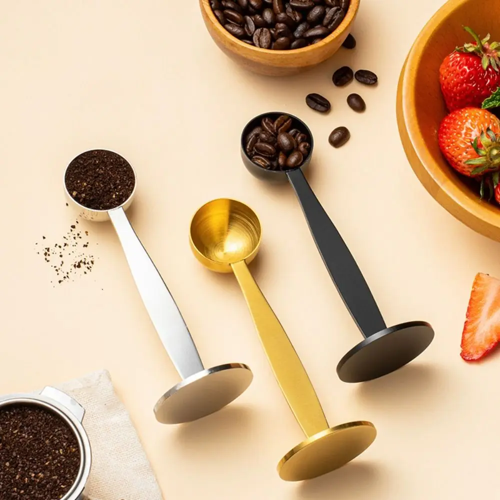 Premium 2-in-1 Measuring Coffee Scoops Pressed Bottom Stainless Steel Coffee Tamper TSP Durable Barista Tool Coffee Bean