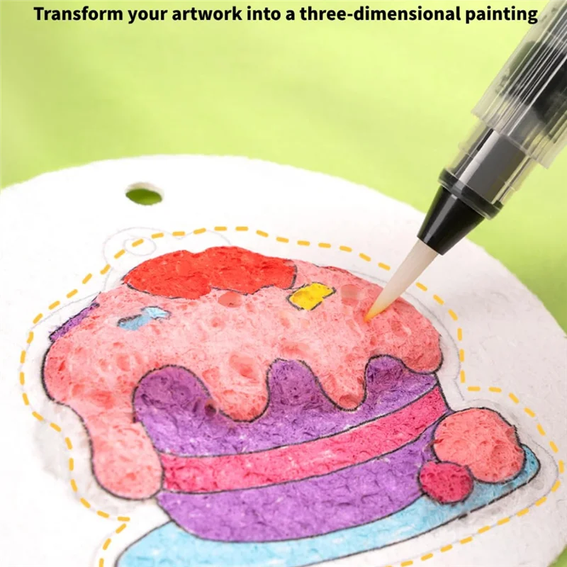 CQMF-Magic Puffy Paint,3D Drawing Magic Canvas Sponge,Foam Texture Painting Kit,Puffy Popcorn Drawing Texture Painting Kit