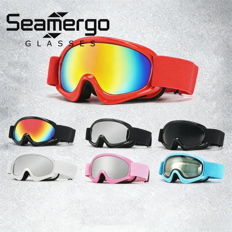 

SEAMERGO 2026 New Cute Kids Winter Anti-fog Skiing Sunglasses Outdoor Sports Snowboard Children Sturdy and Durable Goggles