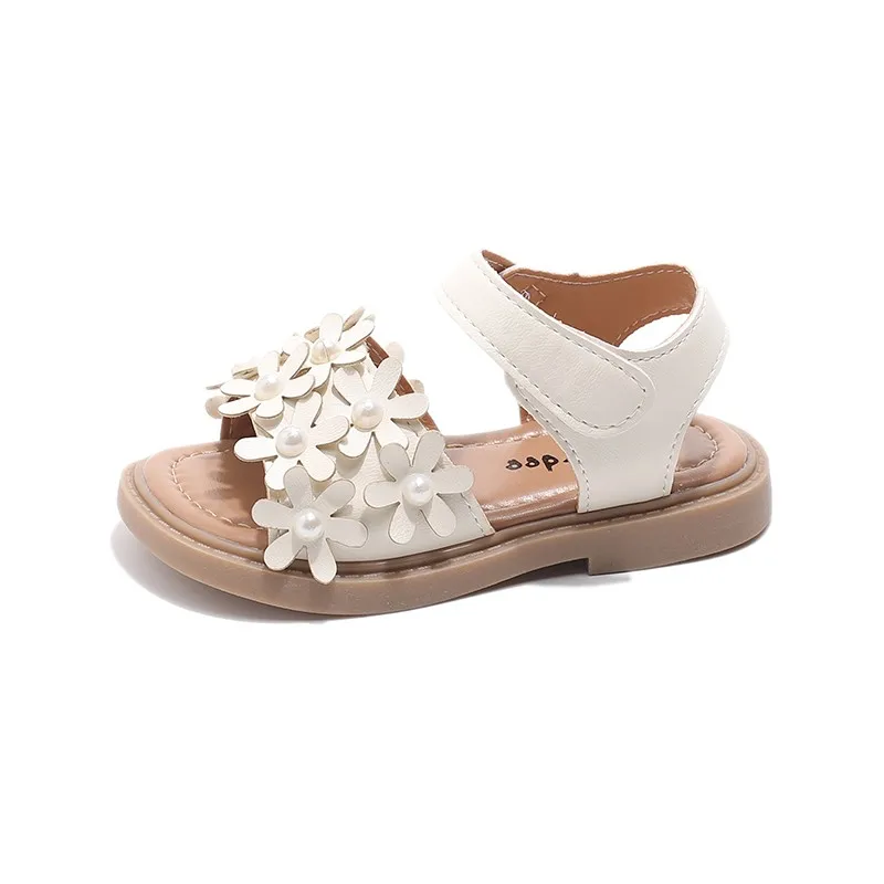 Baby Girl Sandals Comfortable Children Appliques Floral Sweet Princess Shoes Soft Sole Summer Vacation Seaside Kids Casual Shoes
