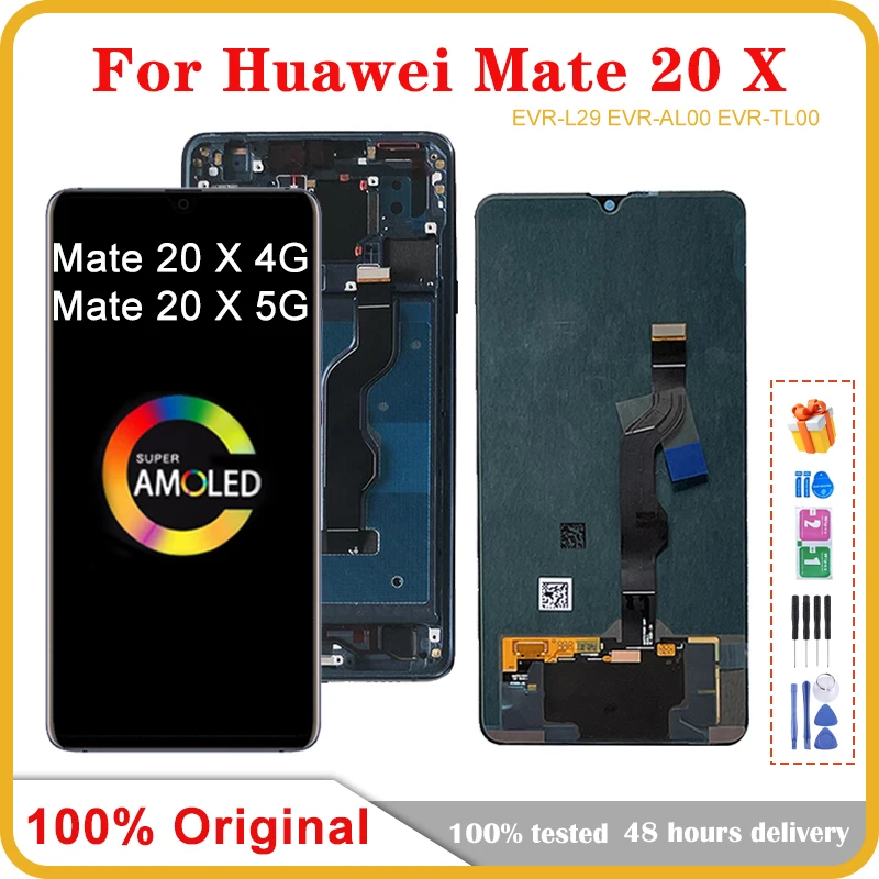 

7,2-дюймовый OLED-дисплей для мобильного телефона Huawei Mate 20X, ЖК-экран в сборе, сенсорный экран, замена ЖК-панели