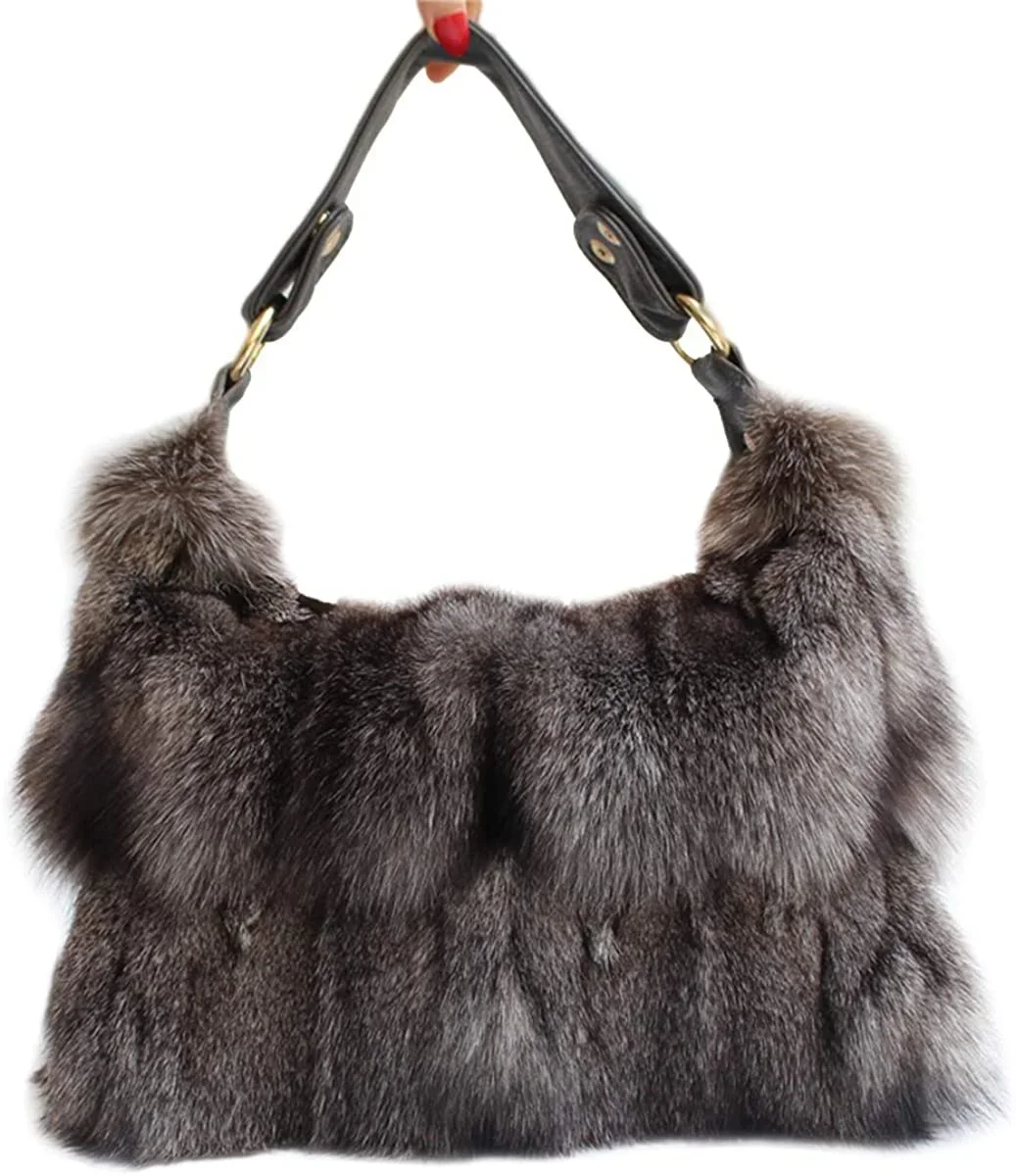 Luxury Real Fox Fur Handbag for Women Crossbody Bags Shoulder Bags Winter Bag