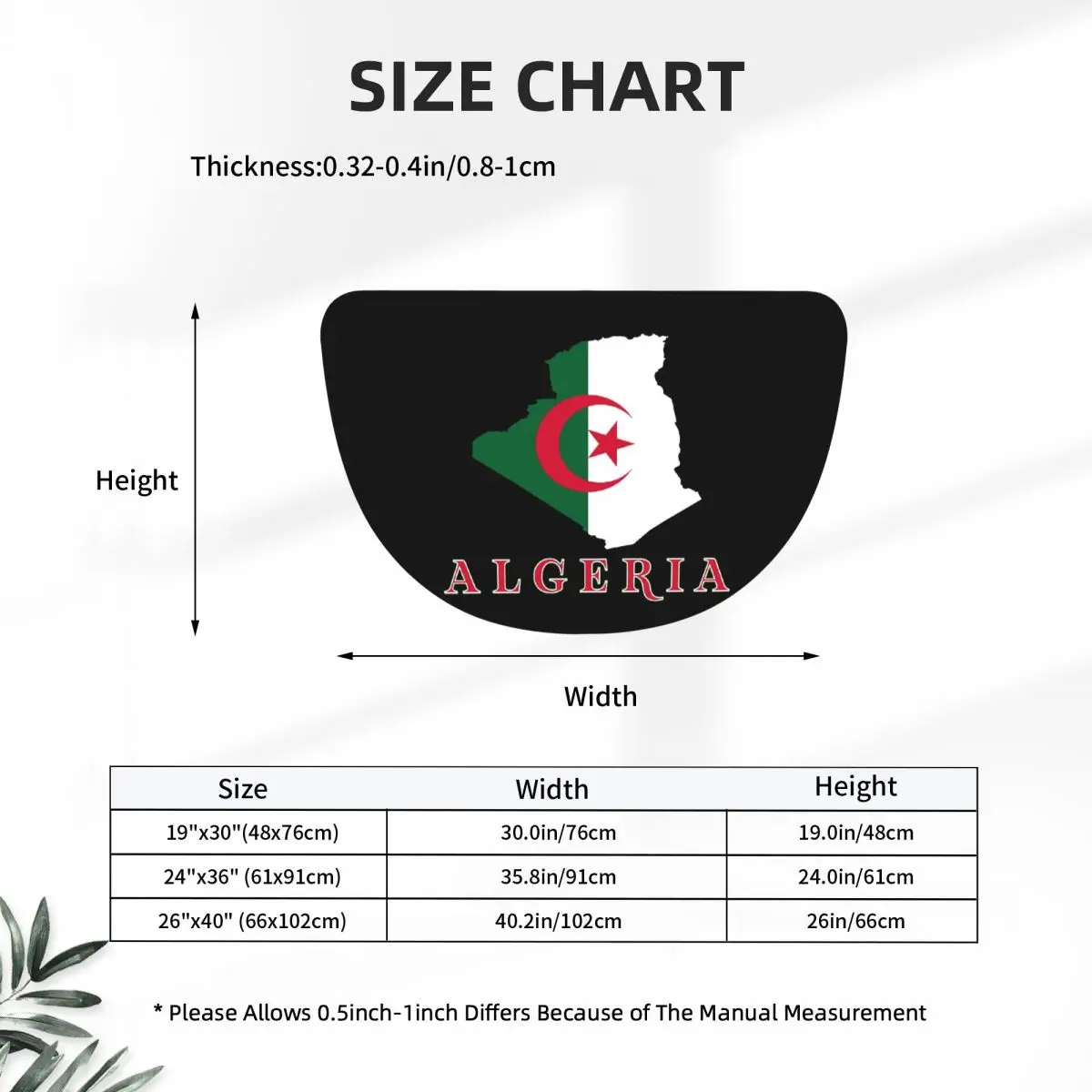 Algerian Flag Of Algeria Soft Flannel Half Round Doormat Non Slip Bathroom Mat Absorbent Floor Carpet for Home Bedroom