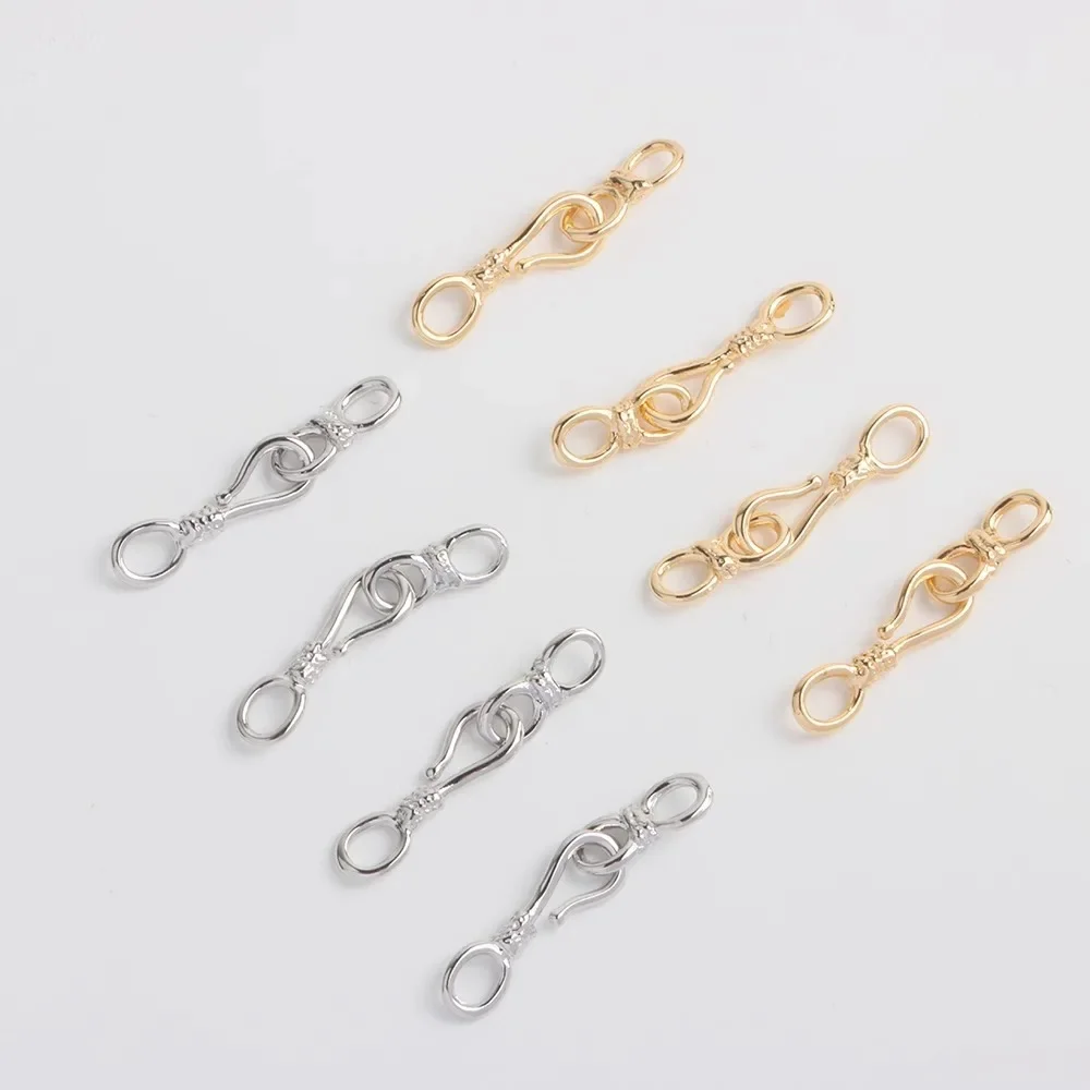 

18K Copper-plated Gold 8-character Button S-shaped Connecting Buckle Two-piece Set Bracelet Buckle DIY Hook Jewelry Accessories