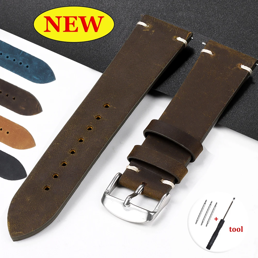 Calfskin Genuine Leather Watchbands Quick Release Watch Band 18mm 20mm 21mm 22mm 24mm Smartwatch Strap Brown Watches Accessories