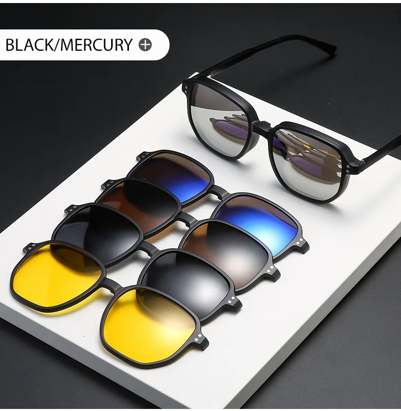 VCKA 6 In 1 Polarisierte Lesen Sonnenbrillen Männer Frauen Magnetische Clip Auf Gläser TR90 Optische Rezept Brillen Rahmen + 1.0 ~ + 6,0 – Detail 8