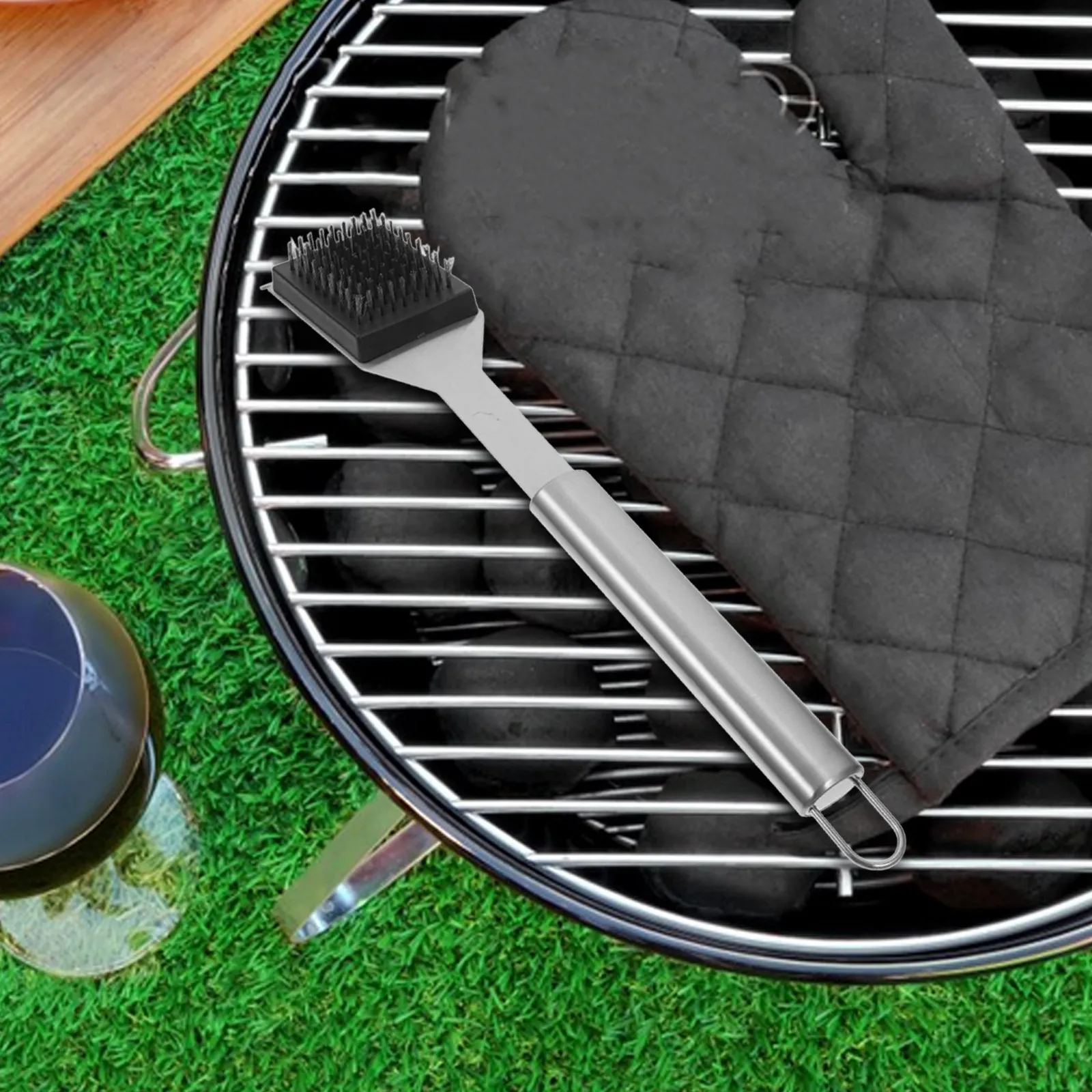 Stainless Steel Grill Brush Set Bbq Cleaning Kit with Scraper and Scrubber for Gas Charcoal Grills Grill Maintenance Spotless view 2