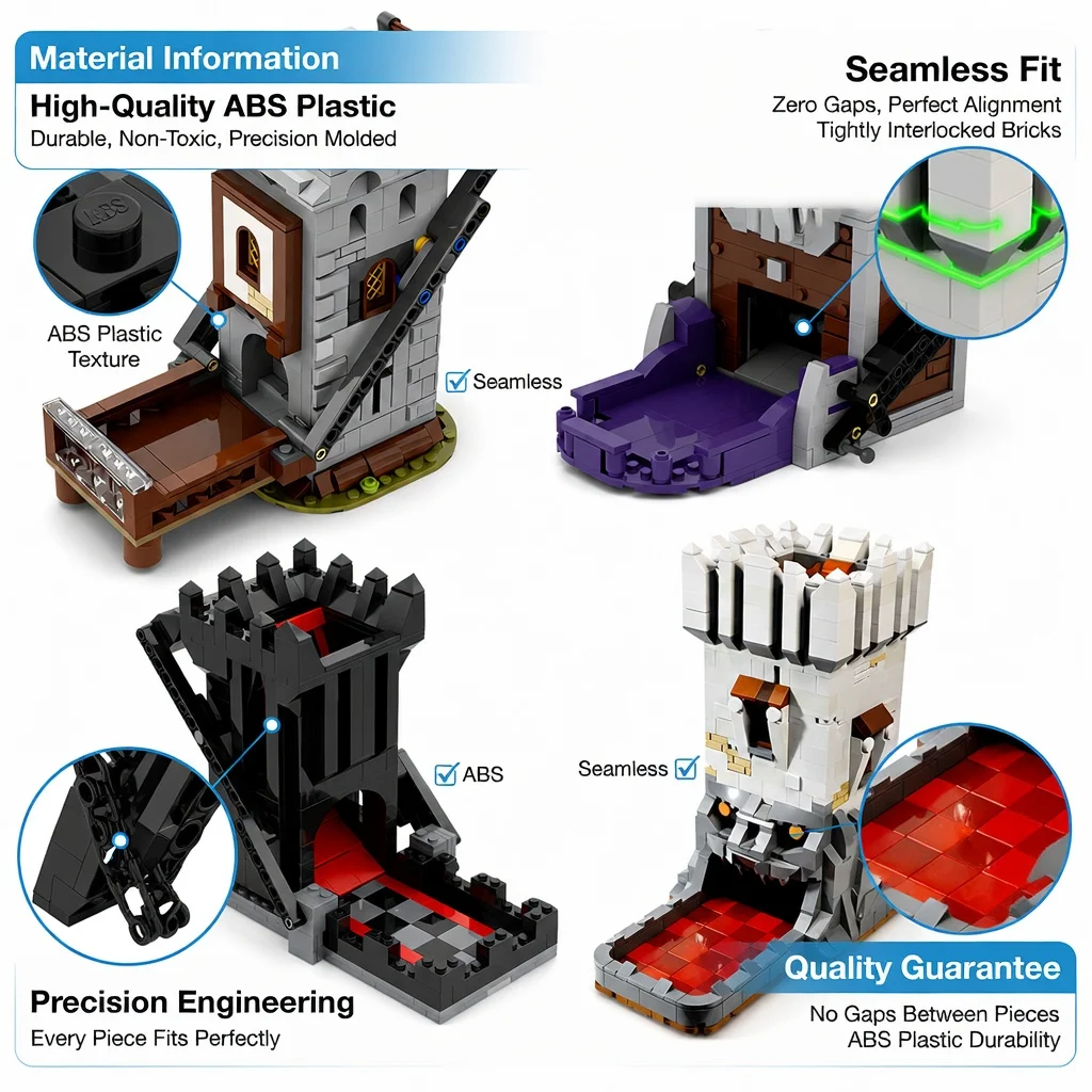 Mechanical Auto Loading Dice Tower Bricks Fantasy Mimic Castle Blocks for DND Tabletop RPG Board Game Accessory