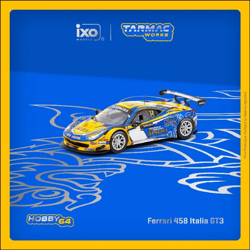 1:64 Tarmac Works 458 Italia GT Asia 2016 Racing Diecast Diorama Car Model Collection Miniature