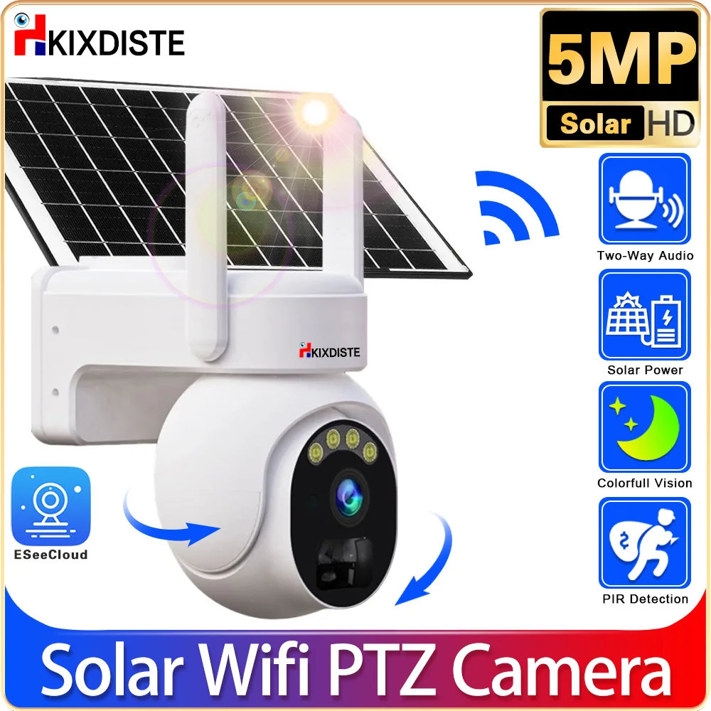 

Eseecloud APP 5MP WiFi Solar Camera WIFI Battery CCTV Motion Detection Human Auto Tracking PIR Security CCTV IP Surveillance Cam