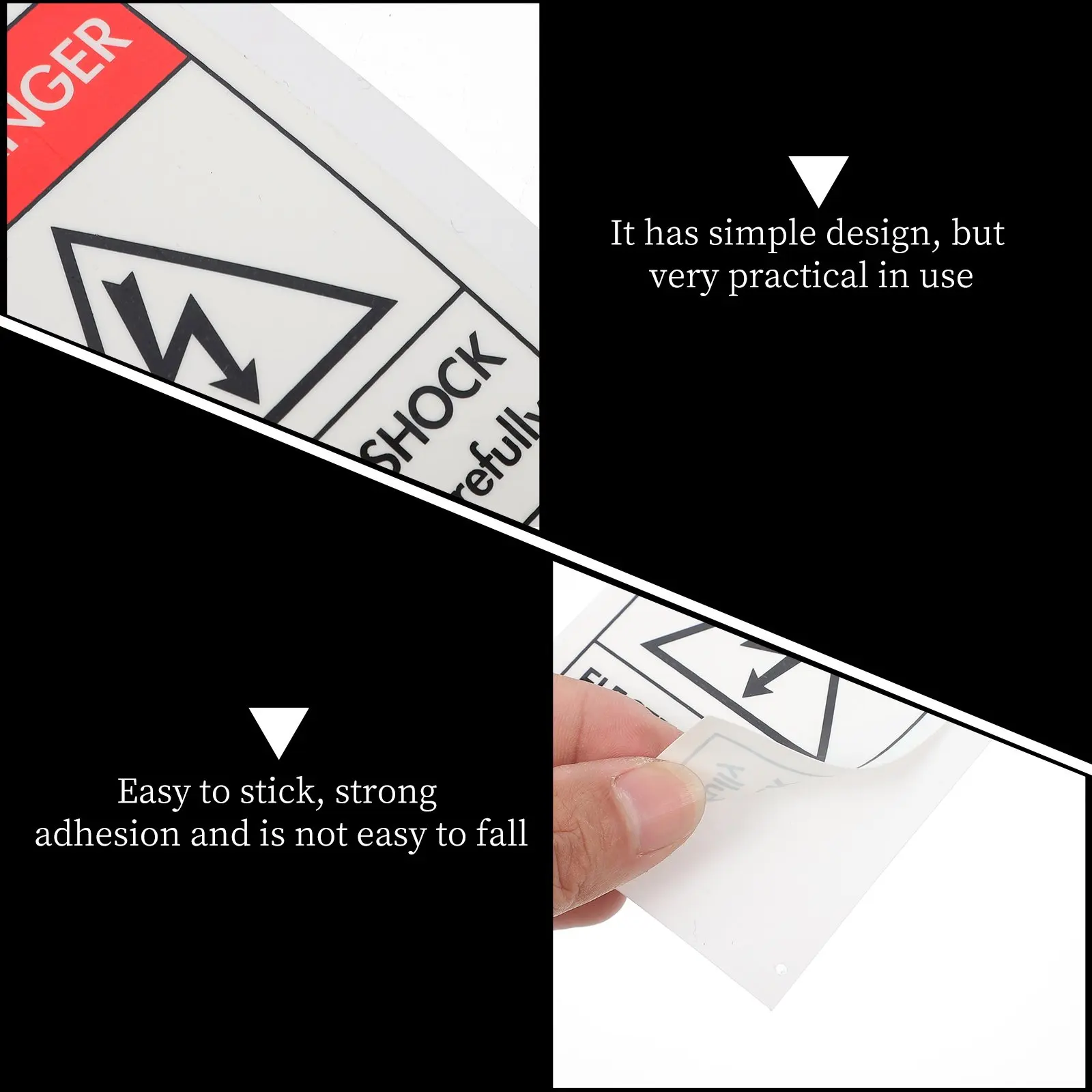 1Pcs Long-Lasting Electric Shocks Equipment Decal Strong Adhesion Simple Obvious Pattern Warning Sign Sticker for Industrial
