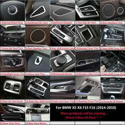 Stainless Car Interior Dashboard Air Vent Outlet Window Lifter Switch Speaker Gear Shift Pannel Cover Trim For BMW X5 X6 F15 F16