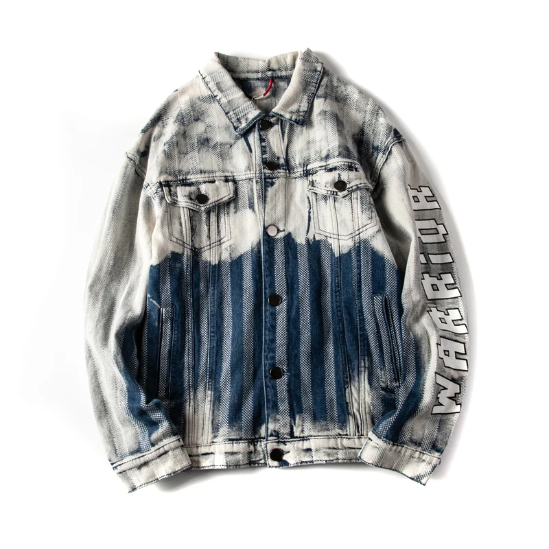 

Retro American Sle Men's Denim Jaet Spring Autumn Workwear Long Sve Loose Fit Youth Faion Outerwear
