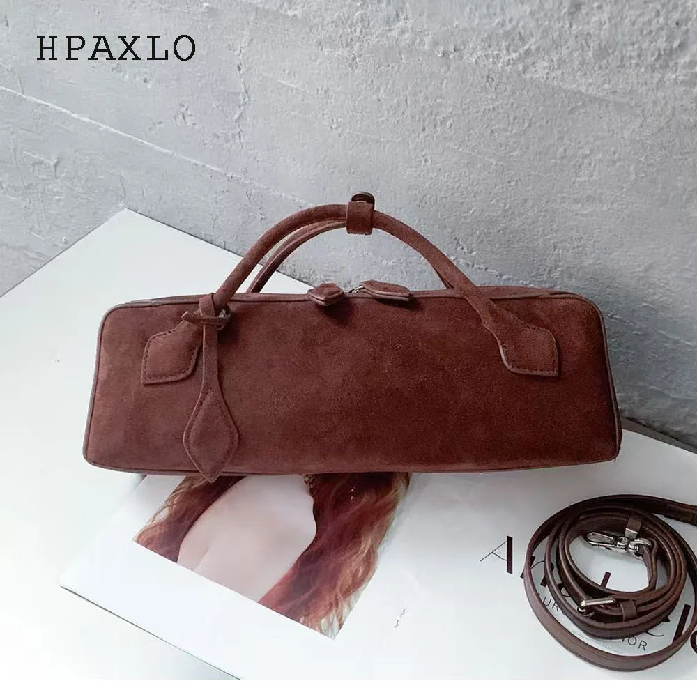 

Frosted cowhide sausage bag in autumn new niche design suede vintage simple single-shoulder crossbody bag fashion ladies handbag