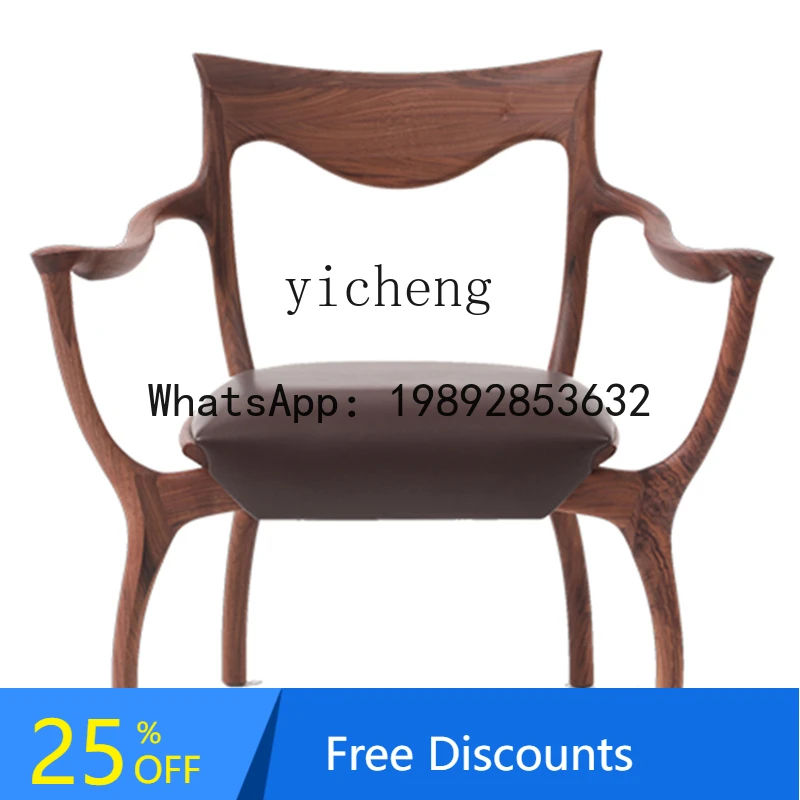 

Creative Leisure Chair Light Luxury North American Black Walnut Solid Wood Chair