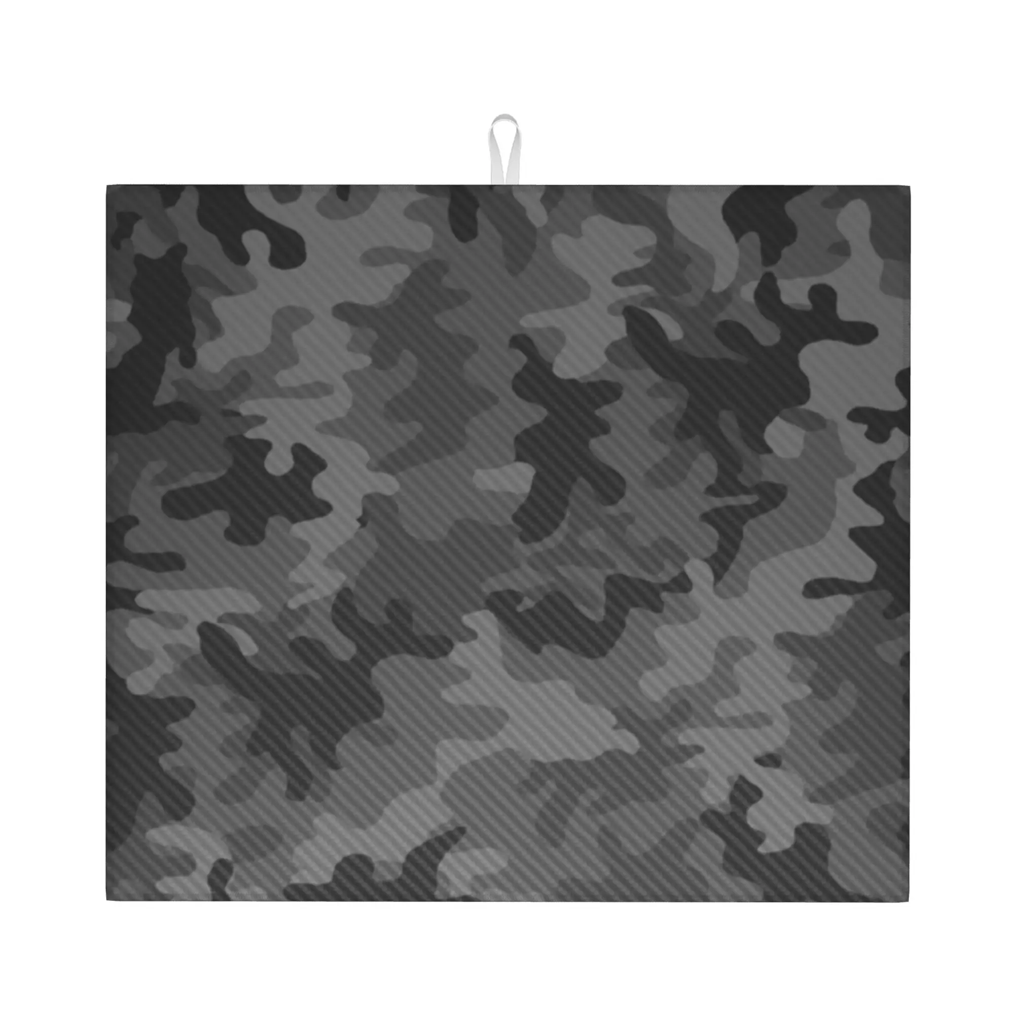 Carbon Camo Non Slip Kitchen Counter Protector Mat Barware Tableware Reusable Army Military Camouflage Drying Mat For Kitchen