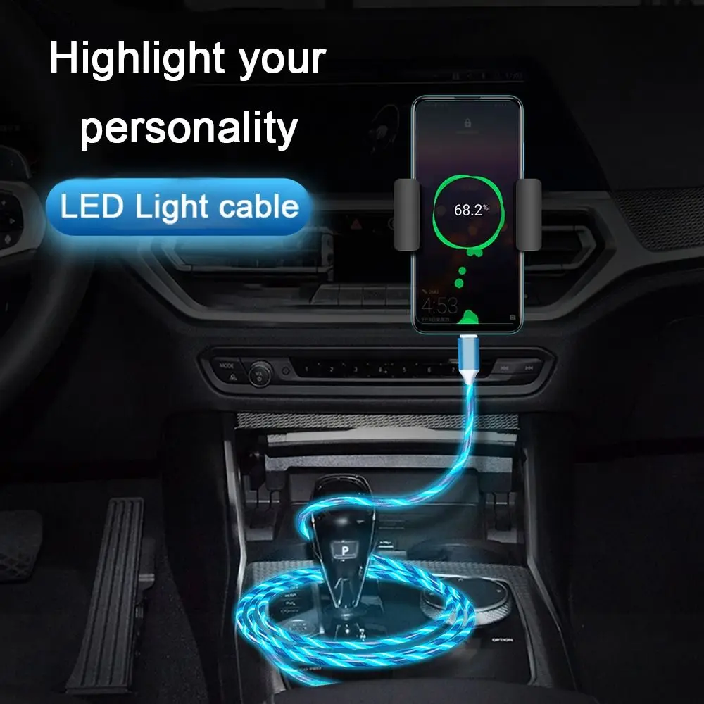 LED light Type C Luminous Data Line LED USB C Wire Charge Wire Type C Data Cord Glowing Cable Mobile Phone Charging Cables