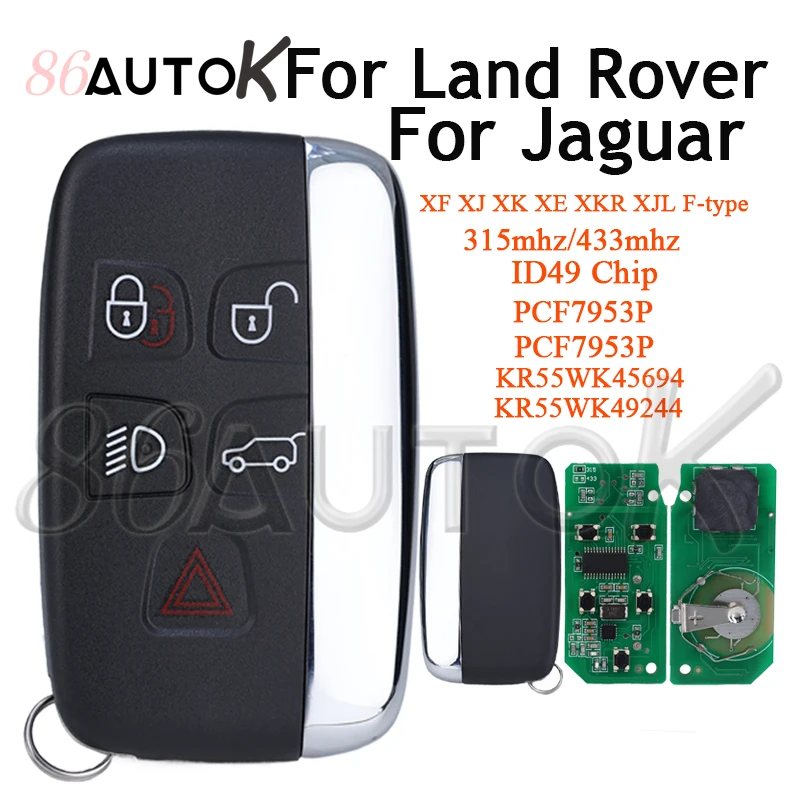 

Car Remote Key Fob for Land Rover for Jaguar XKR XJL XF F-type 2013-2017 315/433mhz ID49 Chip FCC:KOBJTF10A Auto Smart Car Key