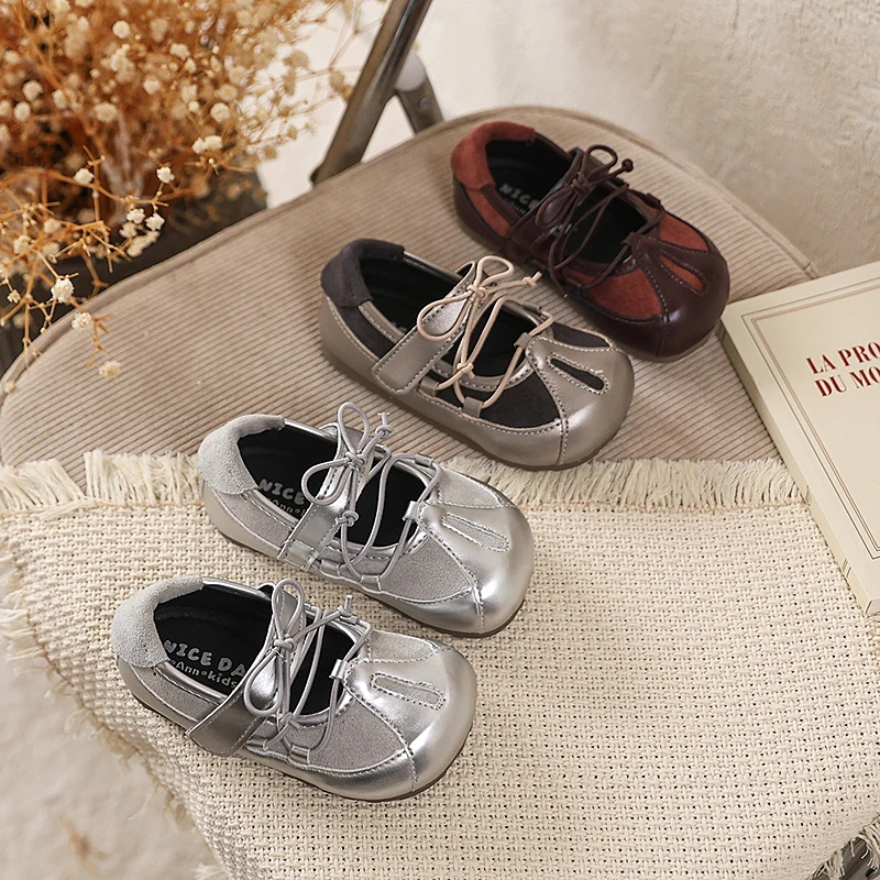 Girls Casual Leather Shoes Retro Style Baby First Walker Shoes Soft Sole Children Princess Dress Shoes Size 21-30