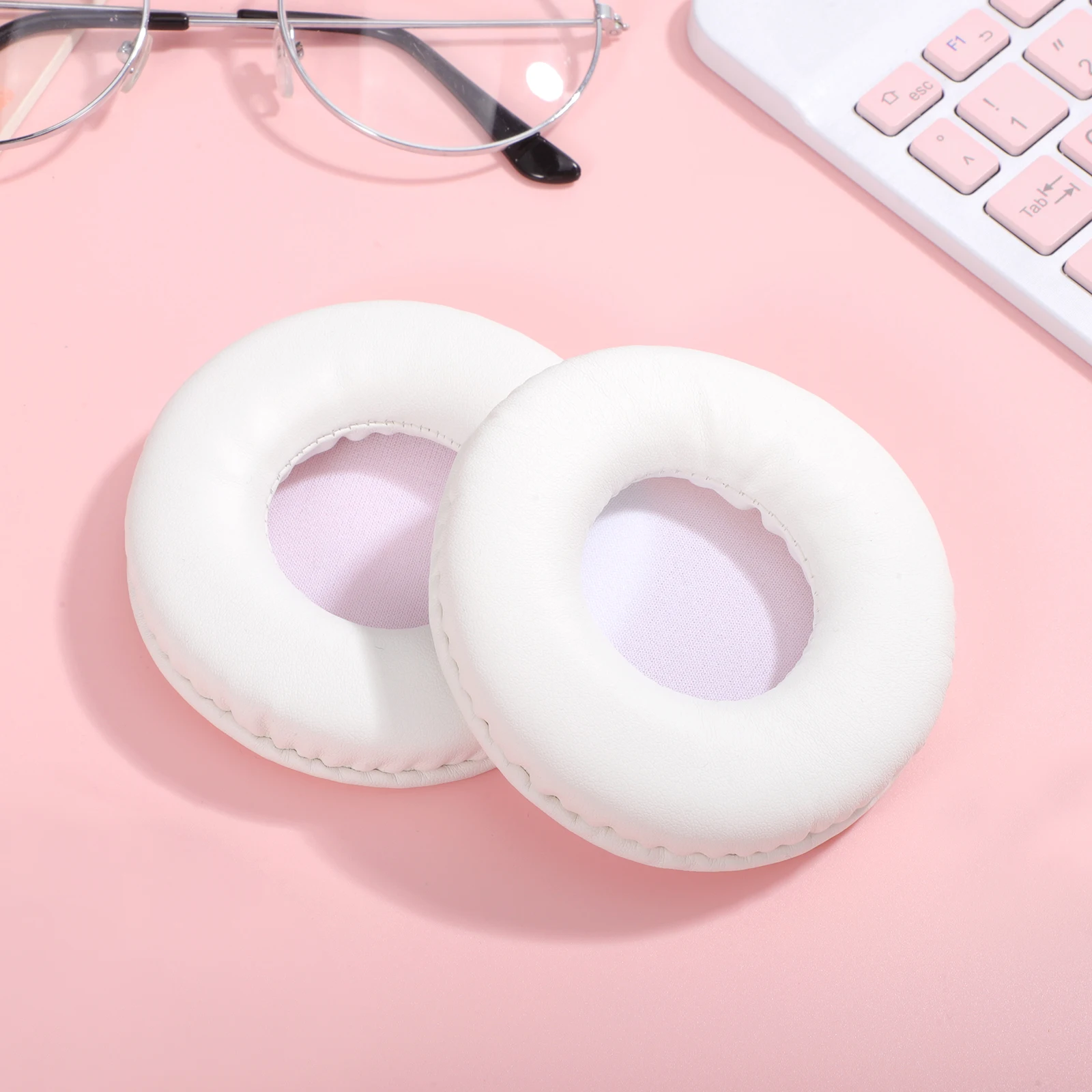 

2Pcs 80Mm White Earpad Set Premium Sponge Material Non-Slip Soundproof Headphone Cushions Long-Lasting Comfort Fit