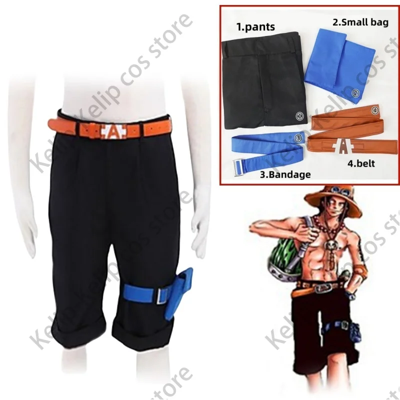 Anime Portgas·D· Ace Cosplay Costume Whitebeard Pirates Black Shorts Sunshade Hat Accessories Man Woman Carnival Party Suit