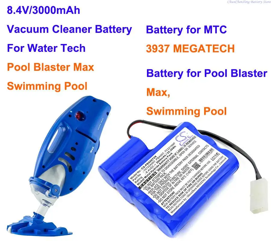 Cameron Sino 3000mAh Pool Vacuum Cleaner Battery for MTC 3937 MEGATECH, For Water Tech/Pool Blaster Max, Swimming Pool