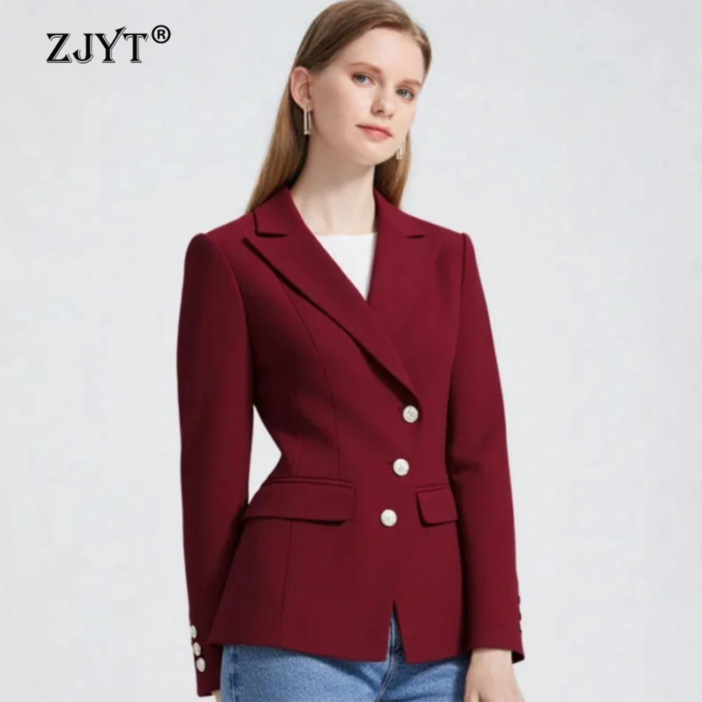 

ZJYT Classic Female Women's Suit Blazer Femmes Elegant Office Wear Spring New Outerwear Fitted Jacket Coat Autumn Lady Tops