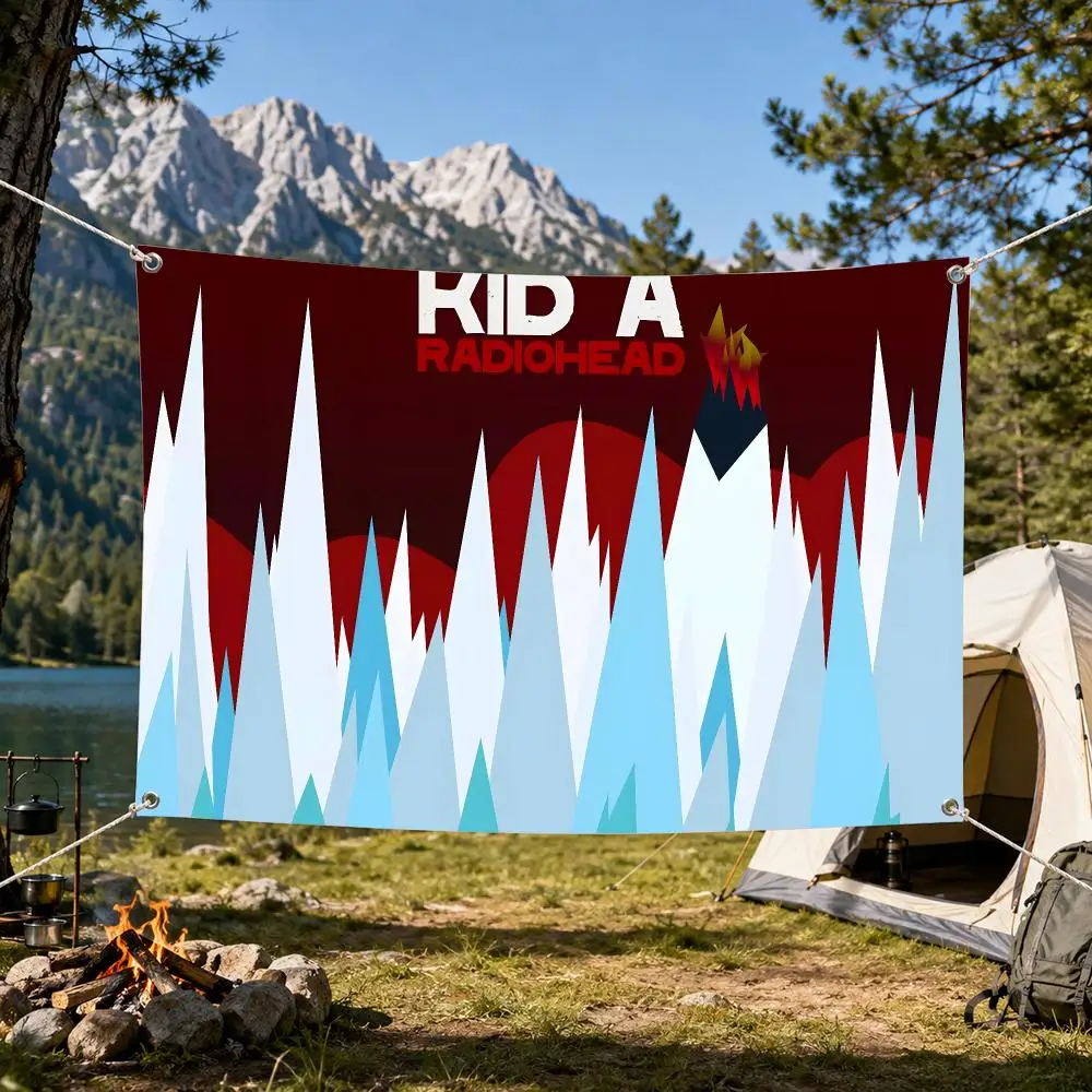 Rock R-Radiohead-S OK Computer Music Flags Aesthetic Wall Tapestry Printed Wall Hanging Living Room Party Outdoor Decor