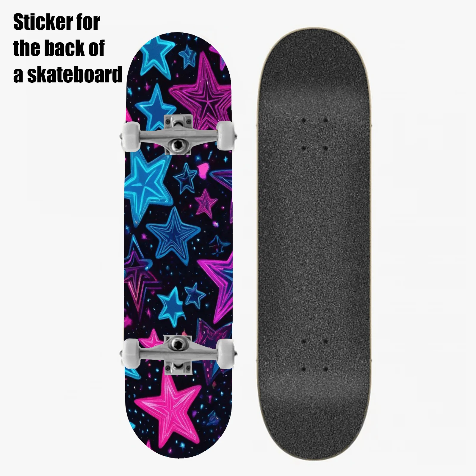 

2D плоская наклейка на заднюю панель скейтборда с художественным дизайном в стиле уличной моды, с элементами декора в виде забавных звезд, 9 × 33 дюйма, самоклеящаяся.