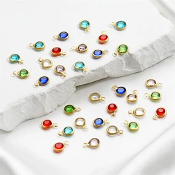 10pcs/lot Stainless Steel Crystal Round Shape Single Ring Pendants for DIY Bracelet Necklace Beads Jewelry Making Accessories