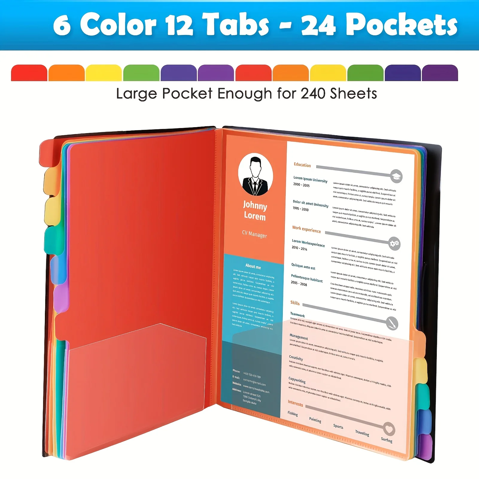 

1pc Colorful Label A4 Folder with Monthly Dividers - Document Organizer, suitable for schools - Color-coded calendar system