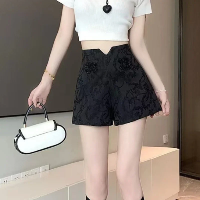 Damskie szorty z wysokim stanem, szerokie, krótkie, moda Kpop, odzież 2025 Y2k Harajuku, zwykłe, letnie, niska cena, elastyczne, modne.