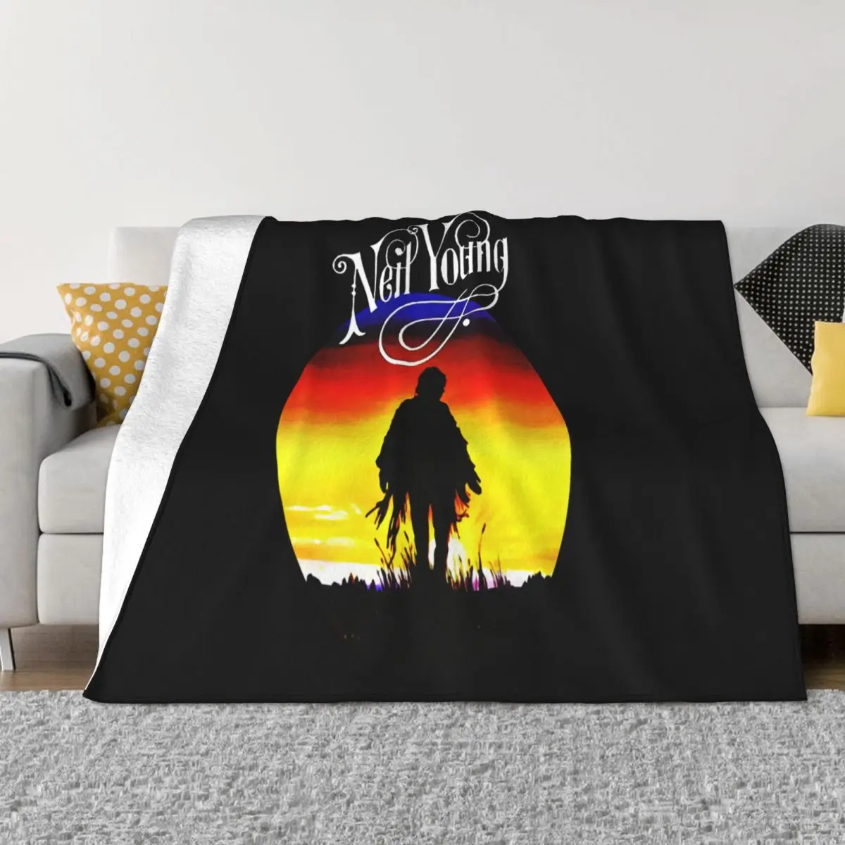 Neil Young Crazy Horse Harvest Moon Rock Legend Black Mens S To 2Xl Customized Throw Blanket